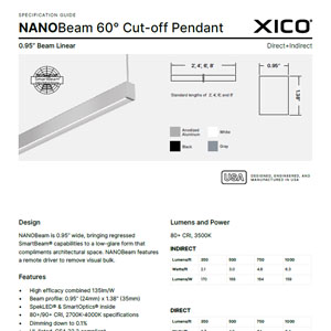 NANOBeam 95 60° Cut-off Pendant Specification Guide