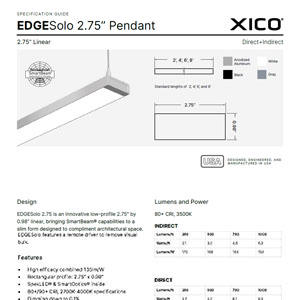 EDGESolo 275 Pendant Specification Guide