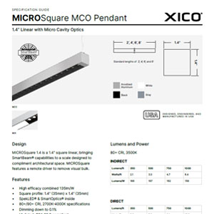 MICROSquare 1.4" Pendant MCO Specification Guide