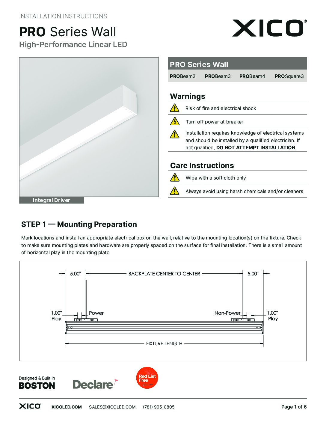 PRO Series Wall Installation Instructions