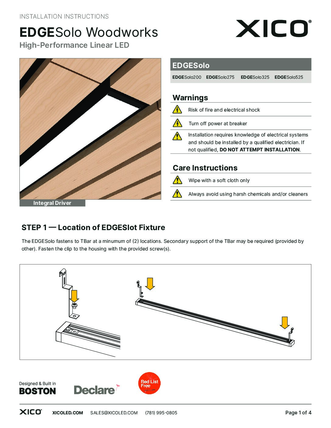 EDGESolo200 Woodworks Installation Instructions