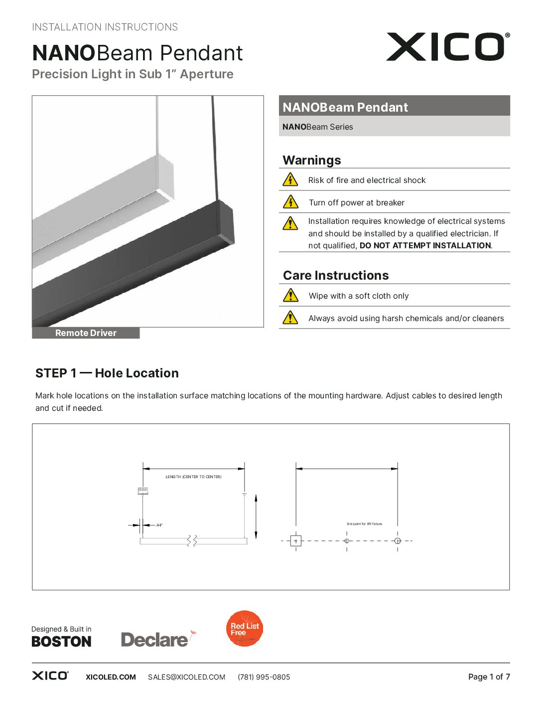 NANOBeam Pendant Installation Instructions