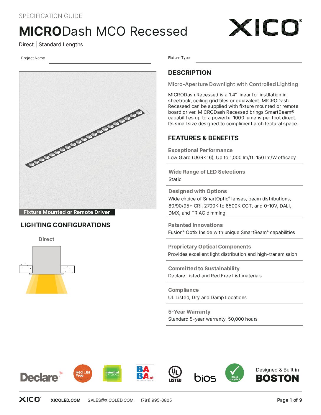 MICRODash MCO Recessed Specification Guide