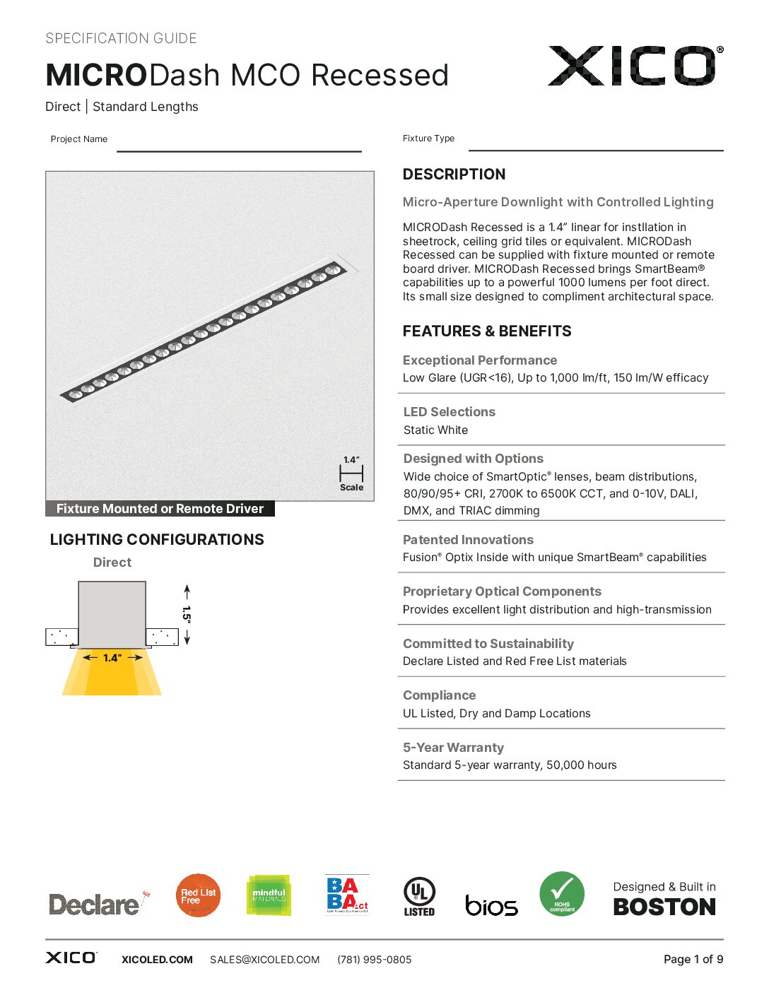 MICRODash MCO Recessed Specification Guide